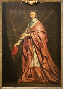 Armand Jean du Plessis Cardinal de Richelieuの肖像（キャンバスに油彩）