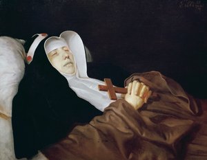 1634年の死の床にある聖ブリジットの宗教的秩序 作： Philippe de Champaigne