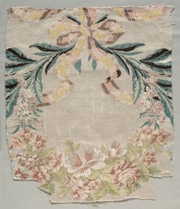 シルクの断片、Le panier fleuri と呼ばれるパネルの一部、1770 年。 作： Philippe de Lasalle