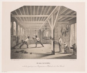 オリンピア学生会社のフェンシングと体操ホールの眺め オリンピアのホール（オブジェクトのタイトル） 作： Philippus Anthonius Alexander Kanne