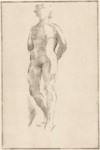 背中の後ろに手を置いて立っている裸の女性 作： Philippus de Groot (signed by artist)