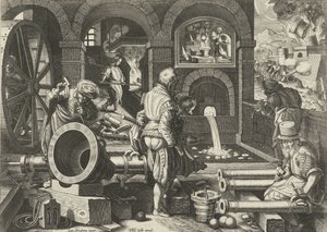 砲兵ワークショップ 新しい発明と発見（シリーズタイトル） Nova Reperta (シリーズタイトル) 作： Philips Galle (attributed to workshop of)