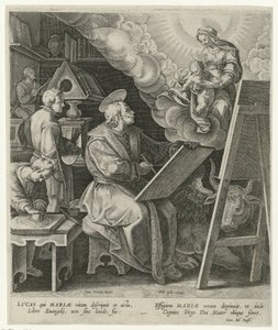 聖ルカはマリアと子供を描く 作： Philips Galle (attributed to workshop of)
