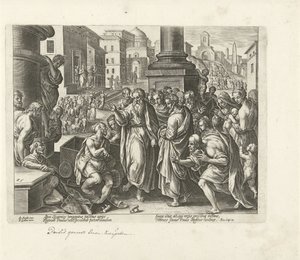 パウロはリストラで足の不自由な人を癒す 使徒たちの行為（シリーズタイトル） Acta Apostolorum (シリーズタイトル) 作： Philips Galle (possibly)