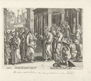パウロは魔術師エリマスと言い争う 使徒たちの行為（シリーズタイトル） Acta Apostolorum (シリーズタイトル) 作： Philips Galle (possibly)