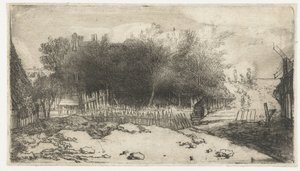 白い柵のある風景 作： Philips Koninck