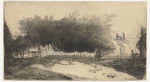 白い柵のある風景 作： Philips Koninck