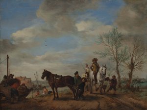 馬に乗った男女1653-54。 作： Philips Wouwerman