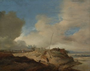 標識のある砂丘の風景 作： Philips Wouwerman