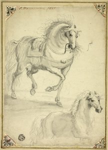 トロット馬のスケッチ2点 作： Philips Wouwerman
