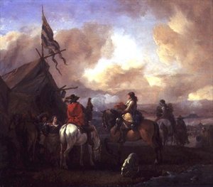 軍の野営地の騎兵（パネル） 作： Philips Wouwermans or Wouwerman
