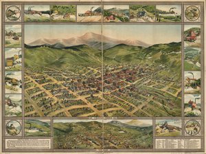 クリップル クリーク、1896 年。 作： Phillips and Desjardins Western Lithograph Co.