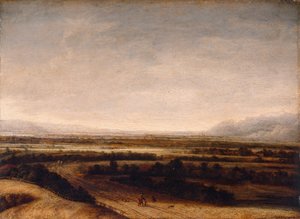 遠くの丘を望む平坦な風景 作： Phillips de Koninck
