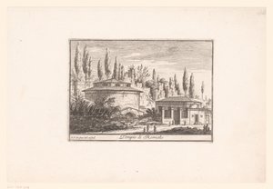 ロムルス神殿の眺め Tempio di Romolo (オブジェクトのタイトル) 古代ローマと現代ローマの景色 (シリーズ タイトル) Varie Vedute di Roma Antica, e Moderna (シリーズタイトル) 作： Philothée Francois Duflos