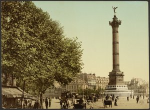 [フランス、パリ、バスティーユ広場、コロンヌ・ド・ジュイエ]。 作： Photochrom Zürich