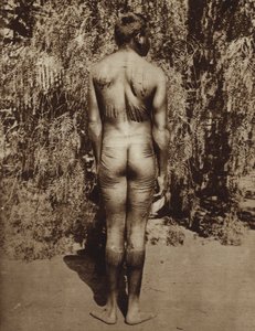 オーストラリアの先住民族の身体装飾（モノクロ写真