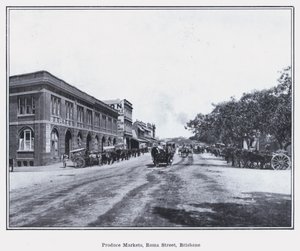ブリスベン、ローマストリートの農産物市場（モノクロ写真 作： Photographer Australian