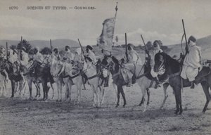 フランスのアフリカ軍に所属していたイスラム教徒の兵士、モロッコのグミエ（モノクロ写真