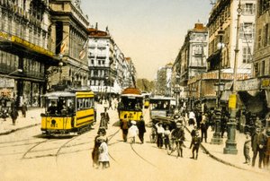 路面電車のあるカンヌビエール、マルセイユ、フランス、c。 1900年（写真） 作： Photographer French