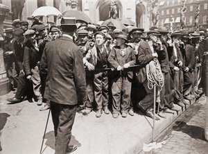 労働者のデモ、パリ、1900年頃（モノクロ写真） 作： Photographer French