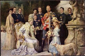 アーティストAk Kaiser Wilhelm II, Auguste Viktoria, Viktoria Luise, Greyhound, Prussia（モノクロ写真） 作： Photographer German