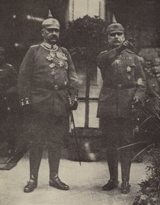 フォン・ヒンデンブルク陸軍大将とルーデンドルフ大将、ドイツ陸軍司令官（カラーリトグラフ） 作： Photographer German