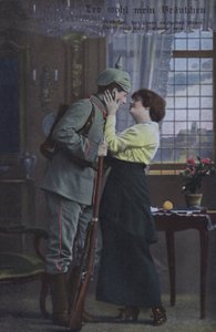 出征前に妻に別れを告げるドイツ軍兵士（カラー写真 作： Photographer German