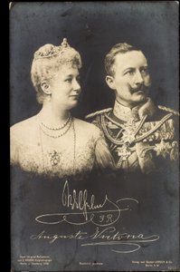皇帝ヴィルヘルム2世、アウグスト・ヴィクトリア、リエシュ 1250年 作： Photographer German