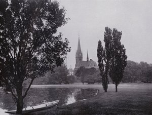 ライプツィヒ：Johannapark With Luther Church (モノクロ写真) 作： Photographer German