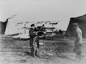 レッドバロンと彼の犬（モノクロ写真