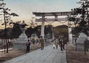 日本、1912年頃：神戸・南港神社（写真 作： Photographer Japanese