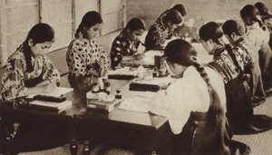 日本の小学生の授業風景（白黒写真 作： Photographer Japanese