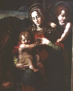 聖母子像と幼子（洗礼者聖ヨハネ 作： Pier Francesco Foschi