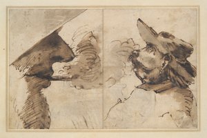 2 つの男性の頭の似顔絵 作： Pier Francesco Mola