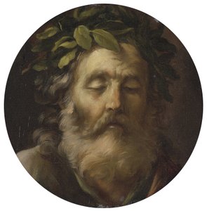 詩人ホメロスの肖像 par Mola, Pier Francesco (1612-1666).木に油彩、サイズ：D 38,7、個人蔵 作： Pier Francesco Mola