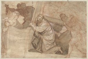 キリストは十字架の下に落ちる 作： Pier Francesco Morazzone (circle of)