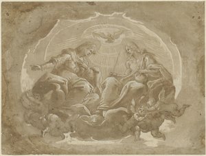 仲介者としてのマリアと世界の主としてのキリスト 作： Pier Francesco Morazzone