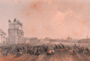 ロンバルディア州のミラノにあるヴィットリオ・エマヌエーレ2世とナポレオン2世のエントランス 作： Blaise Nicolas Le Sueur