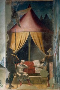 真の十字架の歴史。コンスタンティヌスの夢(フレスコ画、1459年から1466年の間)