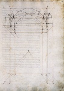 ピエロ・デラ・フランチェスカ（1415年頃～1492年）の『絵画の遠近法について』のページ、十字型ヴォールトのある通路の遠近法（イタリア 作： Piero della Francesca
