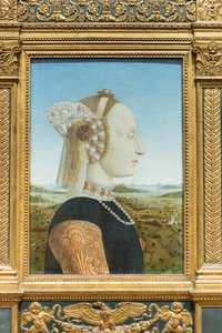 ウルビーノ公爵夫人の肖像、バッティスタ・スフォルツァ 作： Piero della Francesca