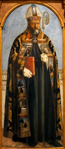 聖アウグスティヌス - ピエロ・デラ・フランチェスカ（約1415-1492）の絵画、木にテンペラ 作： Piero della Francesca