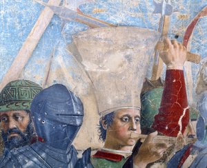 真の十字架の伝説、トランペッターの詳細であるヘラクリウスとチョスローの戦い、1464年のフレスコ画が完成 作： Piero della Francesca