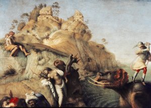 アンドロメダを解放するペルセウス」詳細（1510年、油彩・キャンバス 作： Piero di Cosimo