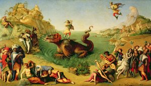 アンドロメダを救うペルセウス、c.1510-13（オイルキャンバス）