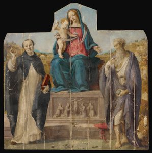 聖者ヴィンセント・フェレールとジェロームと聖母子 作： Piero di Cosimo