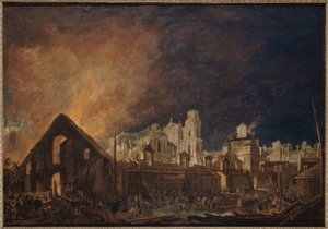 火災中のラ・フォワール・サンジェルマン（3月16-17日夜 作： Pierre Antoine Demachy