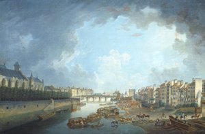 パリ市庁舎から見た大司教区、トゥルネル橋、サン・ベルナール港（ピエール・アントワーヌ・ドゥマシー作