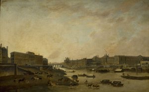 ポン＝ヌフから見たオテル・ド・ラ・モネとルーヴル、1800年頃、1793年から1800年の間（油彩・カンヴァス） 作： Pierre Antoine Demachy