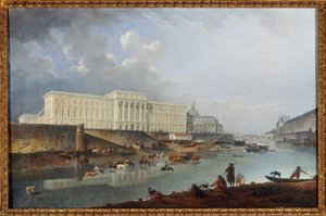 ポワント・ド・ラ・シテから見たオテル・ド・ラ・モネ、ケ・ド・コンティ、セーヌ川 作： Pierre Antoine Demachy